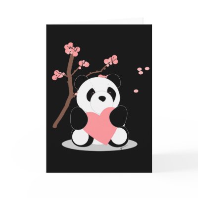 Cherry Blossom Panda Greeting Card by challagrl