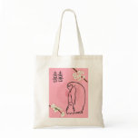 cherry blossom penguins canvas bag