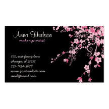 Cherry Blossom Pink, Black Business Cards