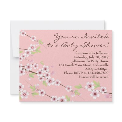Cherry Blossom Pink & Brown Baby Shower by CustomInvites