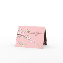 Cherry Blossom Pink & Brown Thank You Cards