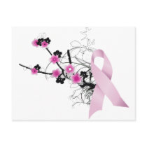 Cherry Blossom Pink Ribbon Postcards