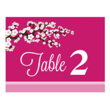 Cherry Blossom Reception Table Number Placecards Post Card