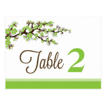 Cherry Blossom Reception Table Number Placecards Post Card