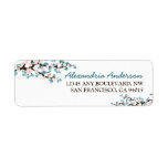 Cherry Blossom Return Address Label (aqua)
