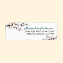 Cherry Blossom Return Address Label (blue) labels
