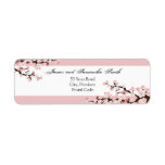 Cherry Blossom Return Address Label - Pink White