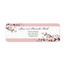 Cherry Blossom Return Address Label - Pink White