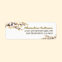 Cherry Blossom Return Address Label (yellow) labels