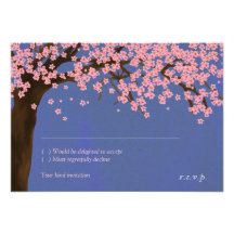 Cherry Blossom / Sakura Watercolor (Night) RSVP Invites