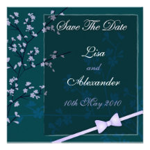 Cherry Blossom Save The Date :: Teal Announcement