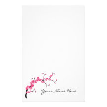 Cherry Blossom Tree Branch Stationery Design 1