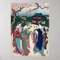 Cherry Blossom Viewing at Ueno, Katsukawa Shunzan Print
