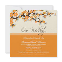 Cherry Blossom Wedding Invitation (orange)