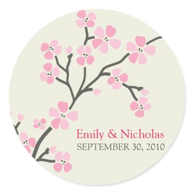 Cherry Blossom Wedding Invitation Seal 2 (pink) by TheWeddingShoppe