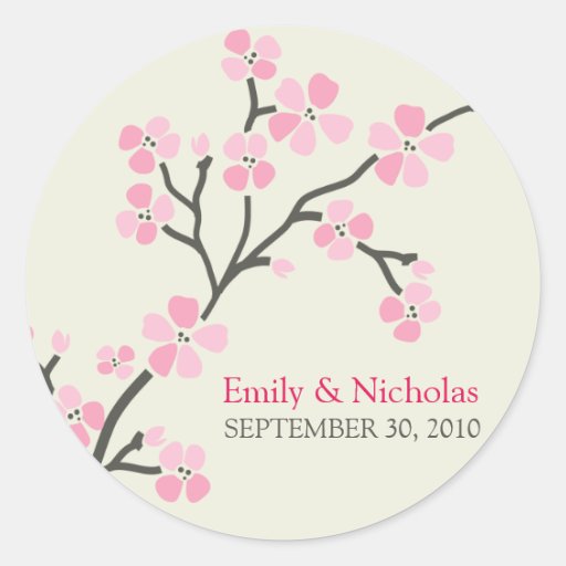 Cherry Blossom Wedding Invitation Seal 2 (pink) Sticker
