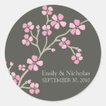 Cherry Blossom Wedding Invitation Seal (pink) Round Stickers