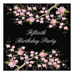 Cherry Blossom Womans 50th Birthday Party Invitation