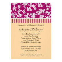 Cherry Blossoms and Stripes Custom Announcements