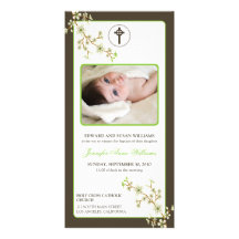 Cherry Blossoms Baptism Announcement (green apple) Customized Photo Card