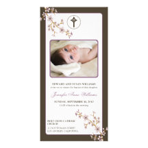 Cherry Blossoms Baptism Announcement (lilac) Photo Cards