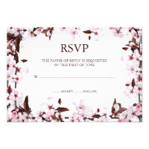 Cherry Blossoms Border RSVP Response Cards Personalized Invites