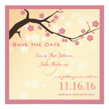 Cherry Blossoms Branch Save the Date Invite