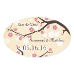 Cherry Blossoms Branch Weddings Oval Sticker