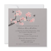 Cherry Blossoms Pink/Grey Bridal Shower Invite