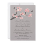 Cherry Blossoms Pink/Grey Wedding Invitation