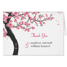 Cherry Blossoms Wedding Folded Thank You Cards