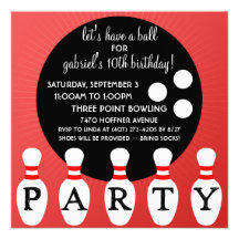 Cherry Bomb Red Pin Party Bowling Birthday Party Personalized Invitation