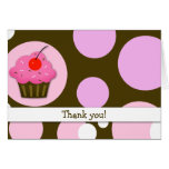 Cherry Cupcake Brown/Pink Modern Folded Thank you Greeting Card