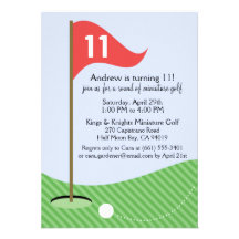 Cherry Let's Par-Tee Miniature Golf Birthday Party Announcements