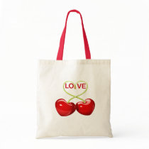 CHERRY LOVE HEARTS CANVAS BAGS