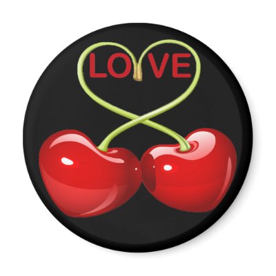 CHERRY LOVE HEARTS MAGNETS by dgpaulart