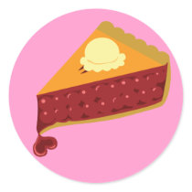 Cherry Pie Heart Round Stickers