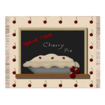 Cherry Pie Recipe Card Post Card
