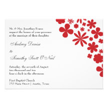 Cherry Red Flower Power Wedding Invitation