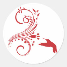 Cherry Red Hummingbird Envelope Sticker Seal