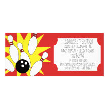 Cherry Red Rolling Good Time Bowling Birthday Part Personalized Invitation