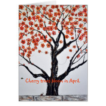 Cherry trees bloom in April Greeting Cards
