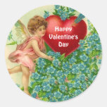 Cherub with Blue Flowers and Huge Valentine Stickers