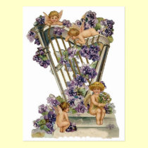 Cherubs and Harp postcards