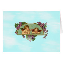 Cherubs Keeping Watch From Heaven Greeting Cards