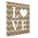 Chervon pattern taupe heart LOVE canvas wall art Canvas Prints