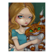 "Cheshire Cat Cuddle" Postcard