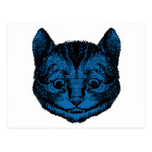 Cheshire Cat Inked Blue Fill Post Card