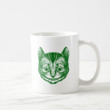 Cheshire Cat Inked Green Coffee Mugs