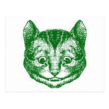 Cheshire Cat Inked Green Post Card